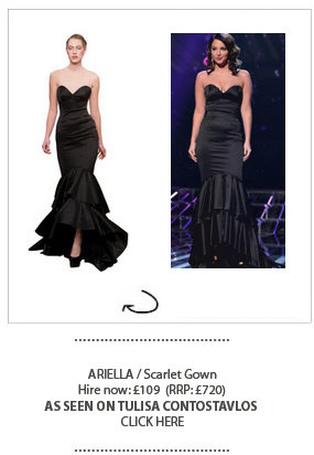 Tulisa wearing Ariella dress hired at Girl Meets Dress