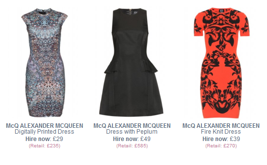 Alexander McQueen dresses to hire