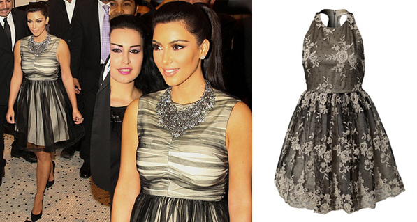 Kim Kardashian in Alice and Olivia at an event in Dubaii. Alice and Olivia - Betrice Dress available at Girl Meets Dress