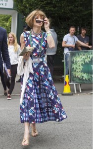 Vogue editor Anna Wintour is known for her love of tennis so it's no surprise to see her at Wimbledon in a Chanel dress and her signature Manolo Blahnik sandals.